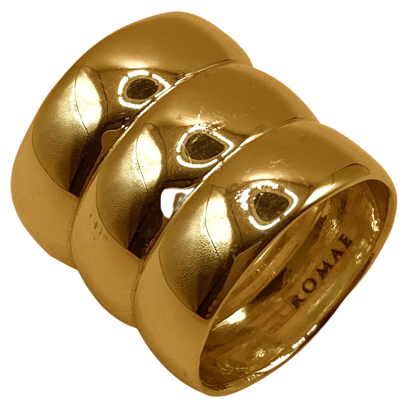 For Sale:  Triple Stacked 22 Karat Gold Ring by Romae Jewelry - Inspired by Ancient Designs