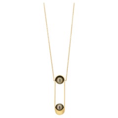 Yael Sonia’s Handmade 18k Gold Tahitian Pearl Diamond Ellipse Brilliant Necklace