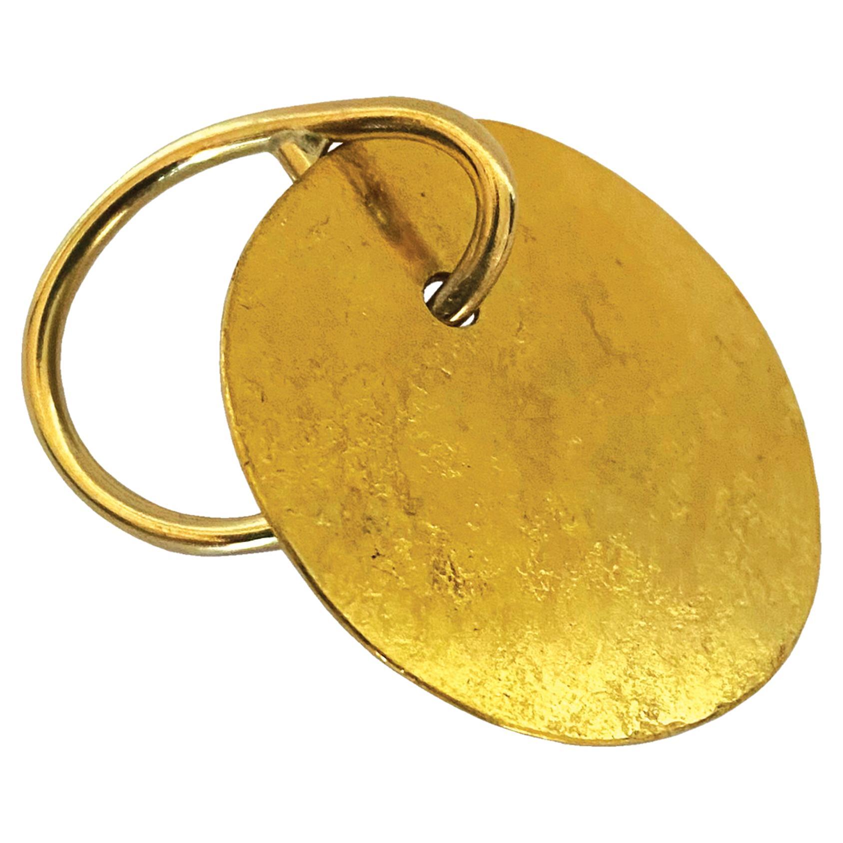 Catherine Le Gal’s Unique Artisan 18 Karat Gold Disk and Gold Leaf Silver Ring For Sale