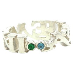 Maple Outkast Silver Lab Grown Aquamarine Emerald Aquemini Aquarius Gemini Band