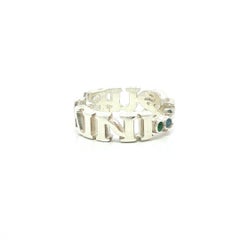 Maple Outkast Silver Lab Grown Aquamarine Emerald Aquemini Aquarius Gemini Band