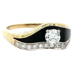 Bernard K Passman 18k Gold & Platinum Black Coral 0.38ct Diamond Engagement Ring