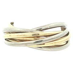 Solid 14k Yellow & White Gold Plain 8 Multi Bands Rolling Ring Band