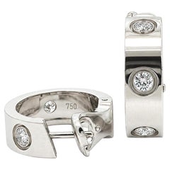 Cartier Classic 18k White Gold .60ctw 6 Diamond Love Hoop Huggie Earrings