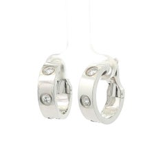 Cartier Classic 18k White Gold .60ctw 6 Diamond Love Hoop Huggie Earrings