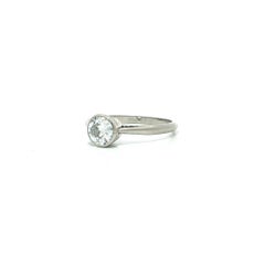 Antique Edwardian Platinum .56ct Old Cut Bezel Diamond Solitaire Engagement Ring