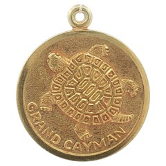 Vintage Collectible 14k Yellow Gold Grand Cayman Turtle Medallion Charm Pendant