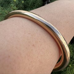 Antique 1908 14k Yellow Gold Heavy 6.8mm Tube Slip On Bangle Bracelet
