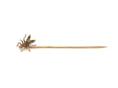 Antique Victorian 10k Yellow Gold Old Mine Cut Glass Fly Insect Stick Pin
