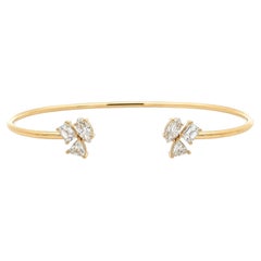 Kimberly McDonald 18k Gold 1.60c Diamond Cluster Wire Cable Bangle Cuff Bracelet