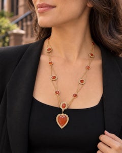 French Antique Georgian Victorian Gold Carnelian & Seed Pearl Long Necklace