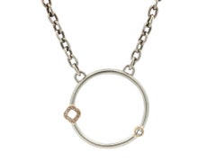 Liza Beth Silver w/ 14k Gold Diamond & Topaz Open Tube Circle Pendant Necklace