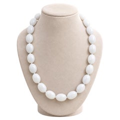 14k Yellow Gold Light Green Jade Bead Strand Necklace w/ Filigree Clasp
