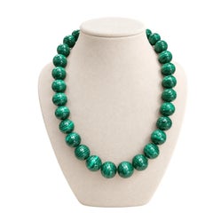 Malachite Bead Strand Necklace w/ Adjustable Length Clasp