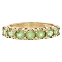 Vintage 10k Yellow Gold .90ctw Round Peridot 7 Stones Stack Band Ring