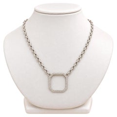 Liza Beth Silver 0.25ctw Pave Diamond Octagonal Pendant Adjustable Necklace