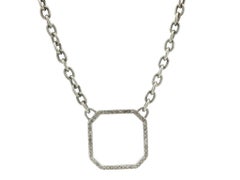 Liza Beth Silver 0.25ctw Pave Diamond Octagonal Pendant Adjustable Necklace