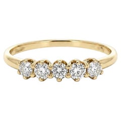 Antique Victorian Yellow Gold .48ctw Old European Cut Diamond 5 Stone Band Ring
