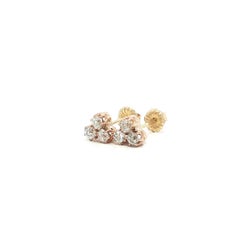 Antique Victorian Gold .50ctw Old Diamond Trinity 3 Stone Cluster Stud Earrings
