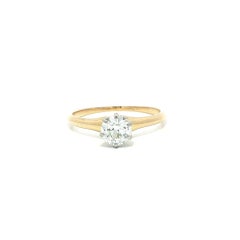 Antique Edwardian 18k Gold Platinum .60ct Old Diamond Solitaire Engagement Ring