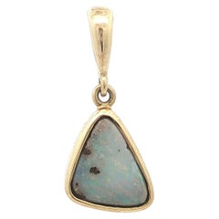 18k Yellow Gold Triangular Cabochon Bezel Set Boulder Opal Bezel Charm Pendant