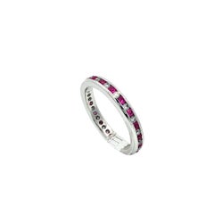 Platinum 0.68ctw Alternating Channel Pink Sapphire & Diamond Eternity Band Ring