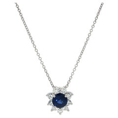 Tiffany & Co. Victoria Platinum 1.41ctw Sapphire Diamond Slide Pendant Necklace