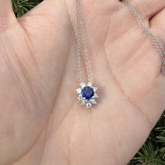 Tiffany & Co. Victoria Platinum 1.41ctw Sapphire Diamond Slide Pendant Necklace