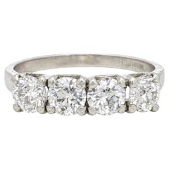 Art Deco Platinum 1.6ctw 4 Stone Large Old European Diamond Stack Band Ring