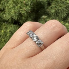 Art Deco Platinum 1.6ctw 4 Stone Large Old European Diamond Stack Band Ring