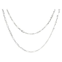 New 14k White Gold 20" Antique Style Open Link Chain Necklace w/ Lobster Claw