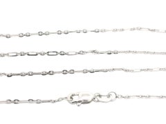 New 14k White Gold 20" Antique Style Open Link Chain Necklace w/ Lobster Claw