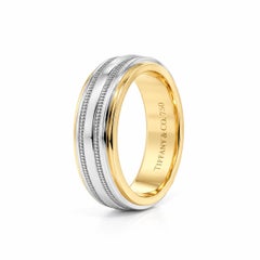 Vintage Tiffany & Co. 18k Yellow Gold & Platinum Milgrain Band Ring sz 5.5