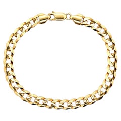 Classic Men's 14k Yellow Gold Curb Cuban Link Chain Bracelet w/ Lobster Clasp