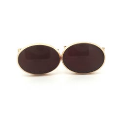Boutons de manchette anciens Larter & Sons en or jaune 14 carats, avec monture ovale et cornaline
