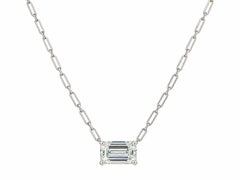 Handmade Platinum GIA 1.01ct G VS2 Emerald Diamond Solitaire Pendant Necklace