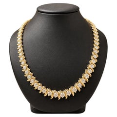 14k Yellow Gold 12.60ctw Round Diamond Graduated S Link Tennis Necklace