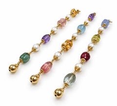 Collar de Seaman Schepps de oro amarillo de 18 quilates con piedras preciosas de estilo barroco o 3 pulseras
