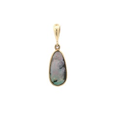 18k Yellow Gold Bezel Set Boulder Opal Solitaire Charm Pendant