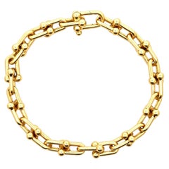 Heavy Solid 18k Yellow Gold U Link Chain Bracelet w/ Hook Clasp