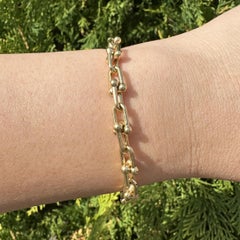 Heavy Solid 18k Yellow Gold U Link Chain Bracelet w/ Hook Clasp