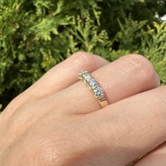 Classic 14k Gold .80ctw Channel Bar Set Diamond Low Profile 5 Stone Band Ring