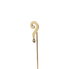 Vintage 14k Yellow Gold Diamond Polished Question Mark Stick Pin
