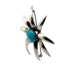 Tiffany & Co. 1995 Fireworks Sterling Silver 18k Gold Turquoise Large Pin Brooch