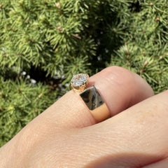 14k Yellow Gold 0.75ct Round Diamond Solitaire Polished Finish Wide Band Ring