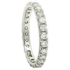 Platinum 1.30ctw Diamond Eternity Wedding Stack Low Profile Band Ring sz 6.5