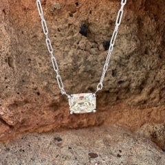 Platinum GIA 1.02ct Old Mine Cut N VS2 Diamond Solitaire Pendant Handmade Chain