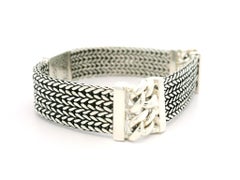 John Hardy Pulsera de plata de ley con cadena de tejido de rata de estación de bordillo