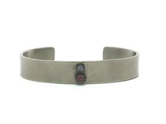 Titanium Bezel Pink & Blue Stones Matte Finish Open Cuff Bracelet