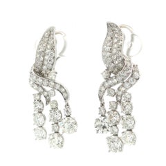 William Ruser Platinum 10.62ctw Old Diamond Dangle Drop Chandelier Earrings